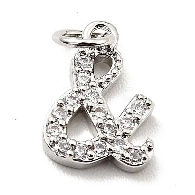 Brass Micro Pave Clear Cubic Zirconia Pendants KK-E015-27P-1