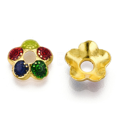 5-Petal Alloy Enamel Bead Caps X1-ENAM-TAC0023-02-1