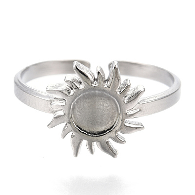 Non-Tarnish 304 Stainless Steel Sun Cuff Rings RJEW-N038-116P-1