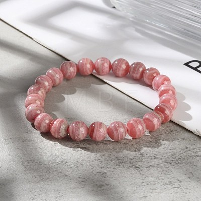 Natural Argentina Rhodochrosite Beaded Stretch Bracelets BJEW-L700-01B-1