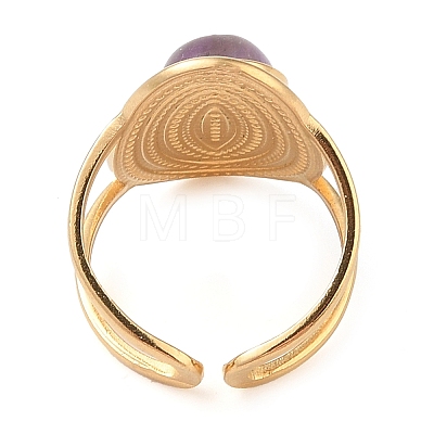 Oval Natural Amethyst Finger Rings RJEW-Z057-14G-03-1