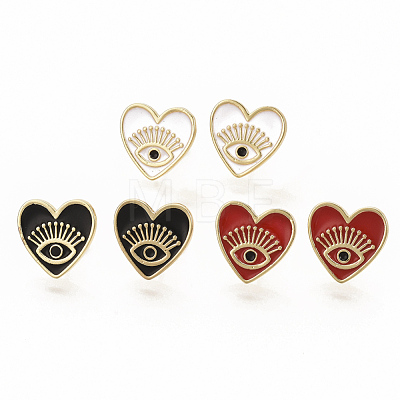 Brass Enamel Stud Earrings EJEW-S208-052-1