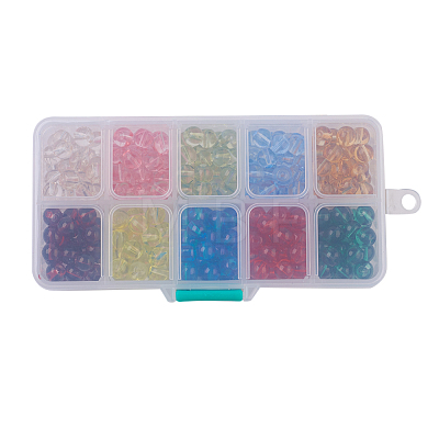 10 Colors Baking Painted Transparent Glass Round Beads DGLA-JP0001-23-8mm-1