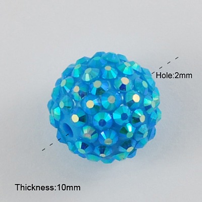 AB Color Disco Pave Ball Resin Rhinestone Beads for Chunky DIY Jewelry Making X-RESI-S256-12mm-SAB17-1