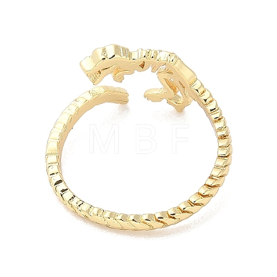 Dinosaur Skeleton Brass Open Cuff Ring for Women RJEW-A040-02G-1
