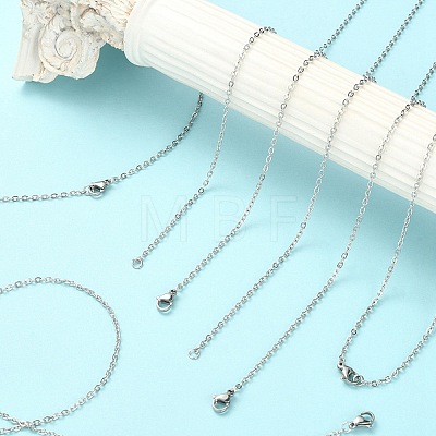 10Pcs 304 Stainless Steel Cable Chain Necklaces Set for Men Women STAS-YW0002-01P-1
