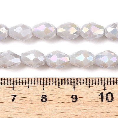 Opaque Solid Color Electroplate Glass Beads Strands EGLA-N013-P6mm-B05-1