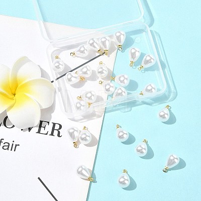 24Pcs ABS Plastic Imitation Pearl Pendants KK-FS0001-77-1