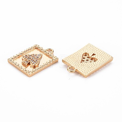 Brass Micro Pave Clear Cubic Zirconia Pendants KK-S356-768-1