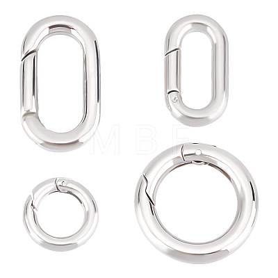 4Pcs 4 Styles 304 Stainless Steel Spring Gate Rings STAS-UN0051-09-1