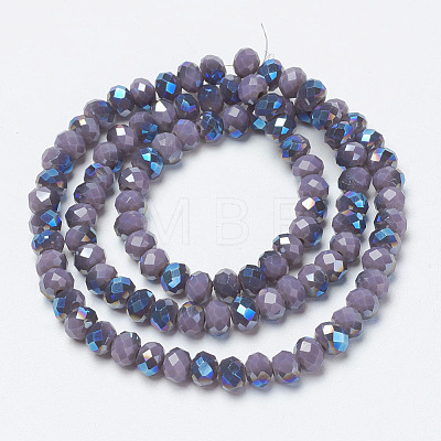 Electroplate Opaque Solid Color Glass Beads Strands EGLA-A034-P4mm-I17-1