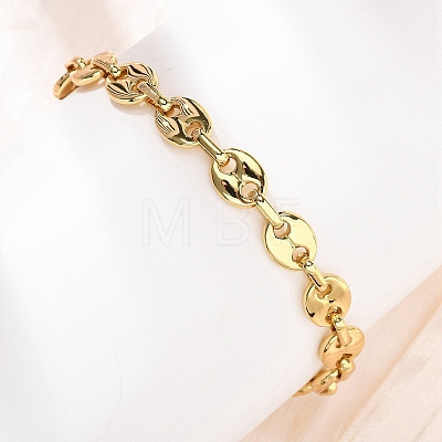 304 Stainless Steel Pig Nose Shape Link Chain Bracelets for Women BJEW-F527-09G-1
