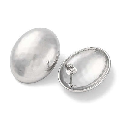 304 Stainless Steel Oval Stud Earrings EJEW-D281-16S-1