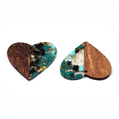 Transparent Resin & Walnut Wood Pendants LS-RESI-TAC0017-73-A02-1