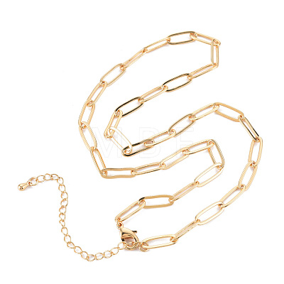Brass Paperclip Chain Necklace Making KK-S356-575-NF-1