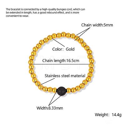 304 Stainless Steel Round Beaded Bracelets for Women JZ6753-1-1