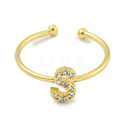 Rack Plating Brass Open Cuff Rings for Women RJEW-F162-02G-S-1