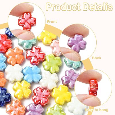 30Pcs 10 Colors Handmade Porcelain Beads PORC-FS0001-51-1