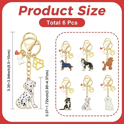 6Pcs 6 Styles Alloy Enamel Keychain HJEW-YW00562-1
