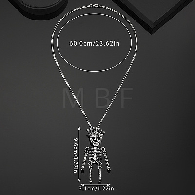 Vintage Alloy Halloween Skeleton Pendant Necklaces WG70F82-02-1