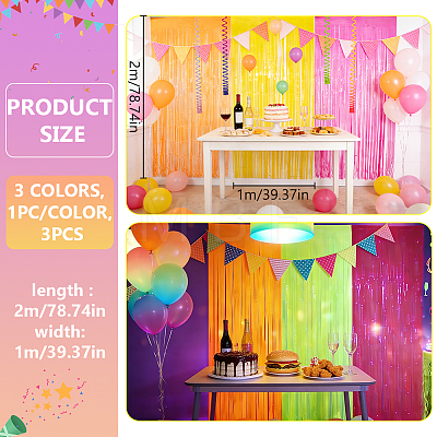 3Pcs 3 Colors Plastic Foil Fringe Curtains DIY-ME0003-73A-1
