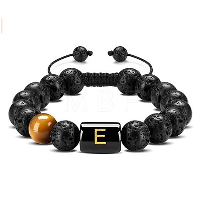 Natural Tiger Eye & Lava Rock Round Beads Adjustable Bracelets TV6214-5-1