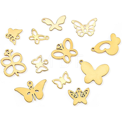 48Pcs 12 Style 304 Stainless Steel Charms STAS-BC0003-16-1