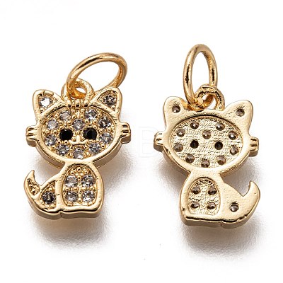 Brass Micro Pave Clear Cubic Zirconia Charms ZIRC-C020-38G-1