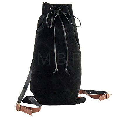 Flocking Fibre Drawstring Backpacks with PU Leather Straps and Alloy Clasps ABAG-WH20019-02C-1