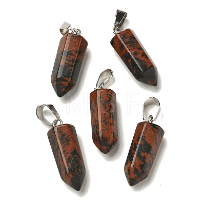 Natural Mahogany Obsidian Pendants G-Z067-07P-17-1