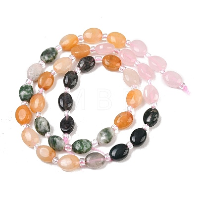 Natural Green Spot Jasper & Rose Quartz & Moss Agate & Red Aventurine Beads Strands G-Z135-A07-1
