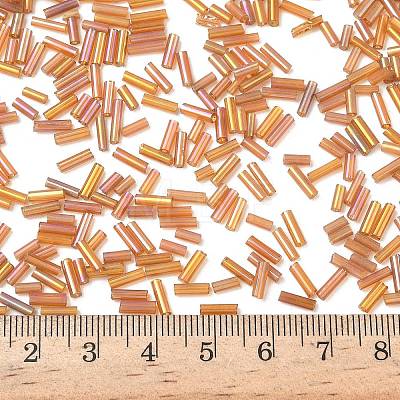 AB Color Plated Glass Bugle Beads X-SEED-R012-162C-1