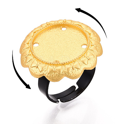 Adjustable Flower Alloy & Iron Bezel Cup Ring Base with Rotatable Tray MAK-T012-07G-1