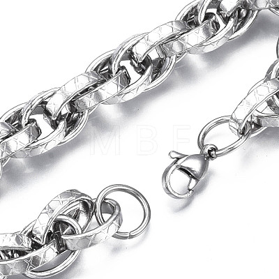 201 Stainless Steel Rope Chain Bracelet for Men Women BJEW-S057-68-1