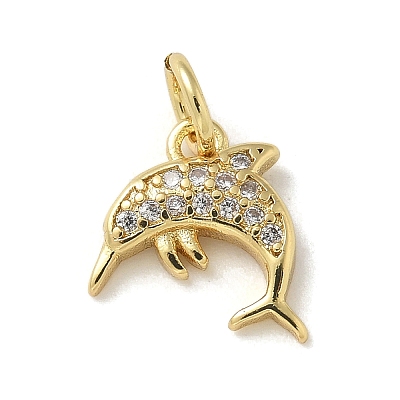 Brass Micro Pave Clear Cubic Zirconia Pendants LS-KK-U046-02G-05-1