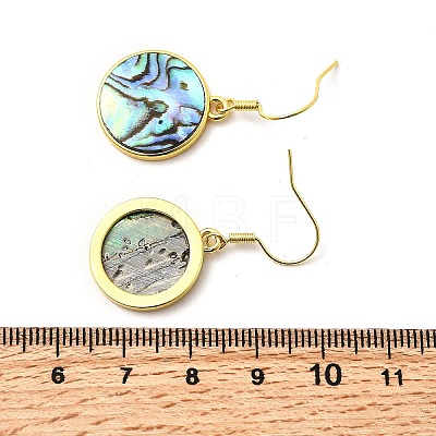 Brass Natural Paua Shell Dangle Earrings EJEW-M060-19E-G-1