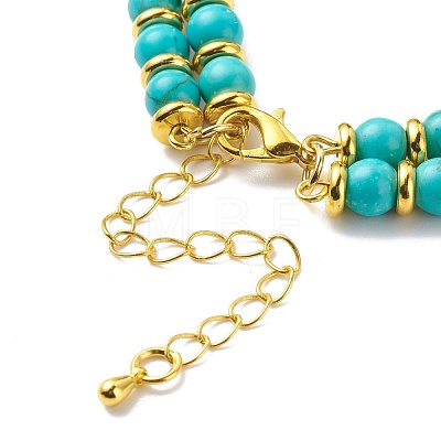 Synthetic Turquoise Beaded Double Line Multi-strand Bracelet BJEW-JB08668-1