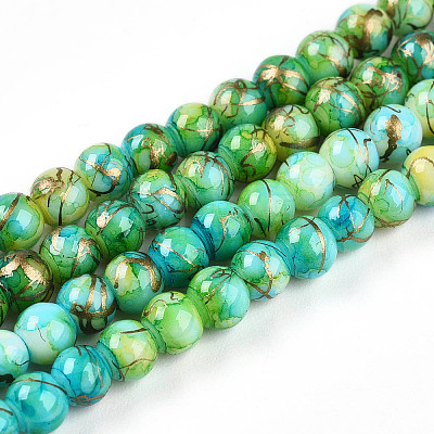 Drawbench & Baking Painted Glass Beads Strands DGLA-N003-4mm-B04-1