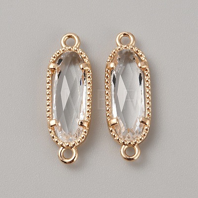Golden Plated Brass Pave Glass Connector Charms FIND-WH0110-728G-11-1
