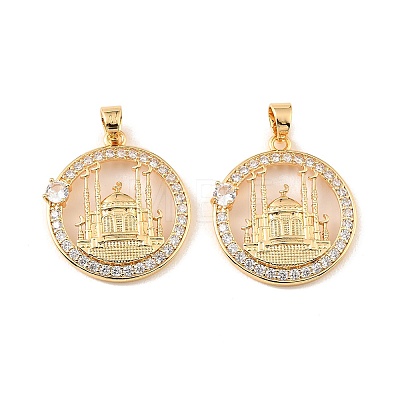 Brass & Clear Cubic Zirconia Pendants KK-G558-13G-1