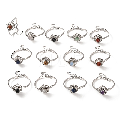 Rotating Sun Natural & Synthetic Gemstone Link Bracelets GG-CBA0251-11P-1