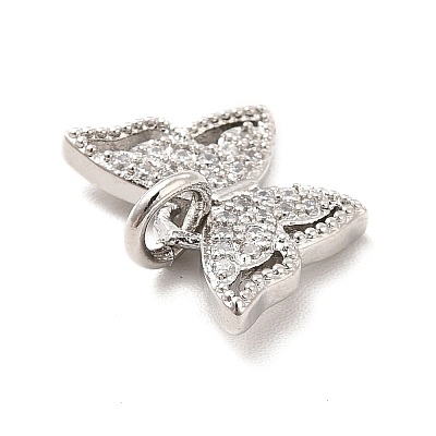 Rack Plating Brass Micro Pave Cubic Zirconia Charms KK-K270-35P-1