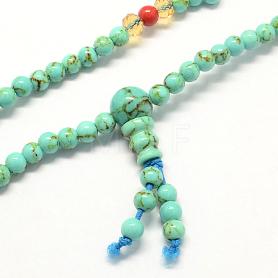 3-Loop Wrap Buddha Meditation Yellow Jade Beaded Bracelets BJEW-R040-5mm-08-1
