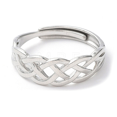 Non-Tarnish 304 Stainless Steel Hollow Sailor's Knot Adjustable Rings RJEW-D006-21P-1