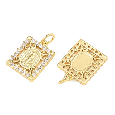 Brass Micro Pave Clear Cubic Zirconia Charms CU-CBAB3AD-03G-02-1