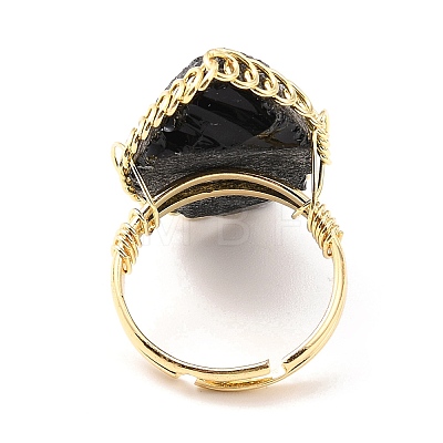 Natural Obsidian Horse Eye Wrapped Adjustable Ring G-D458-03G-03-RS-1