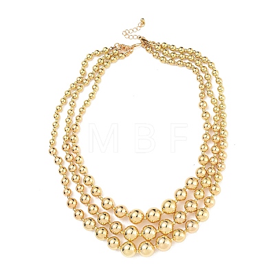 CCB Multi Layer Geometric Metal Round Bead Necklaces NJEW-K261-10G-1