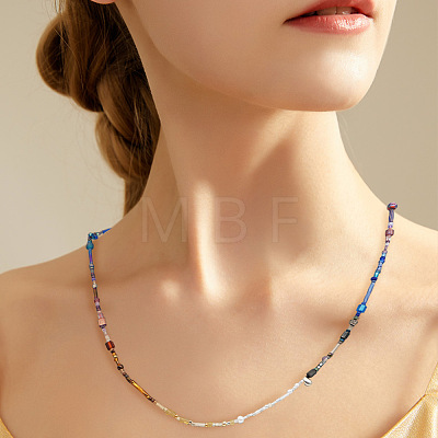 Vintage Round Glass Seed Beaded Necklaces for Women KY5585-1-1