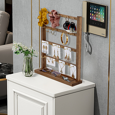 Wood Jewely Display Stands ODIS-WH0078-32-1