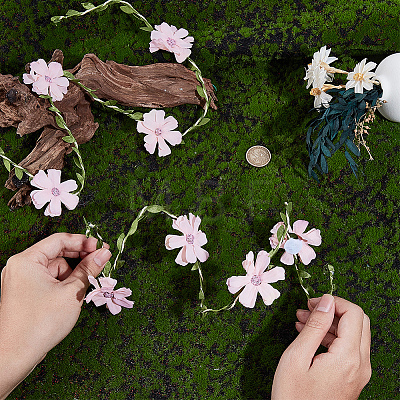 Flower Polyester with Iron wire Upper Arm Cuff Bangles for Women AJEW-GF0014-08A-1